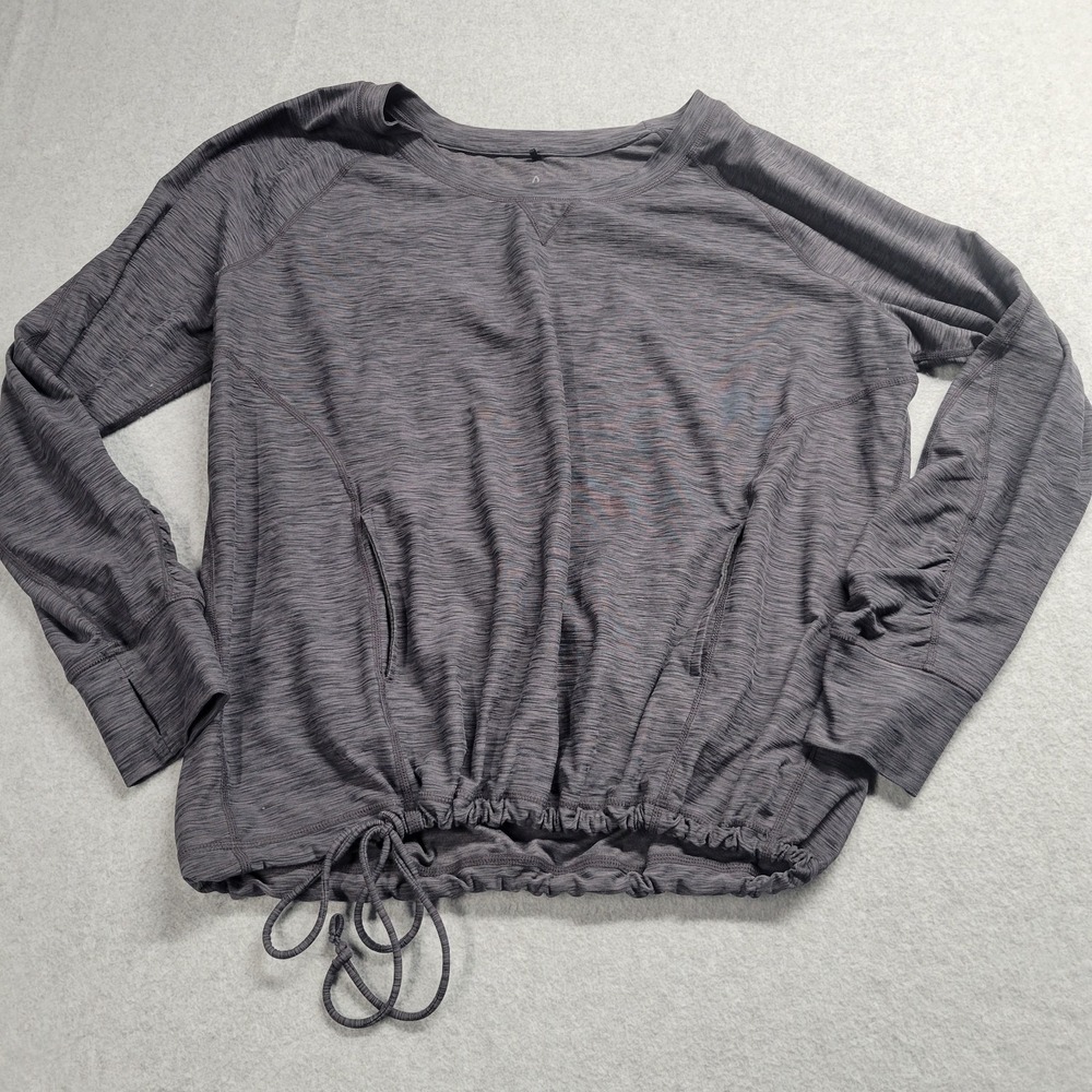 Prana Womens Gray Space Dye Long Sleeve Cinched Hem Top Size Large Gorpcore